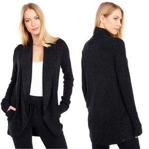 Barefoot Dreams Cozychic Lite Circle Cardi In Black